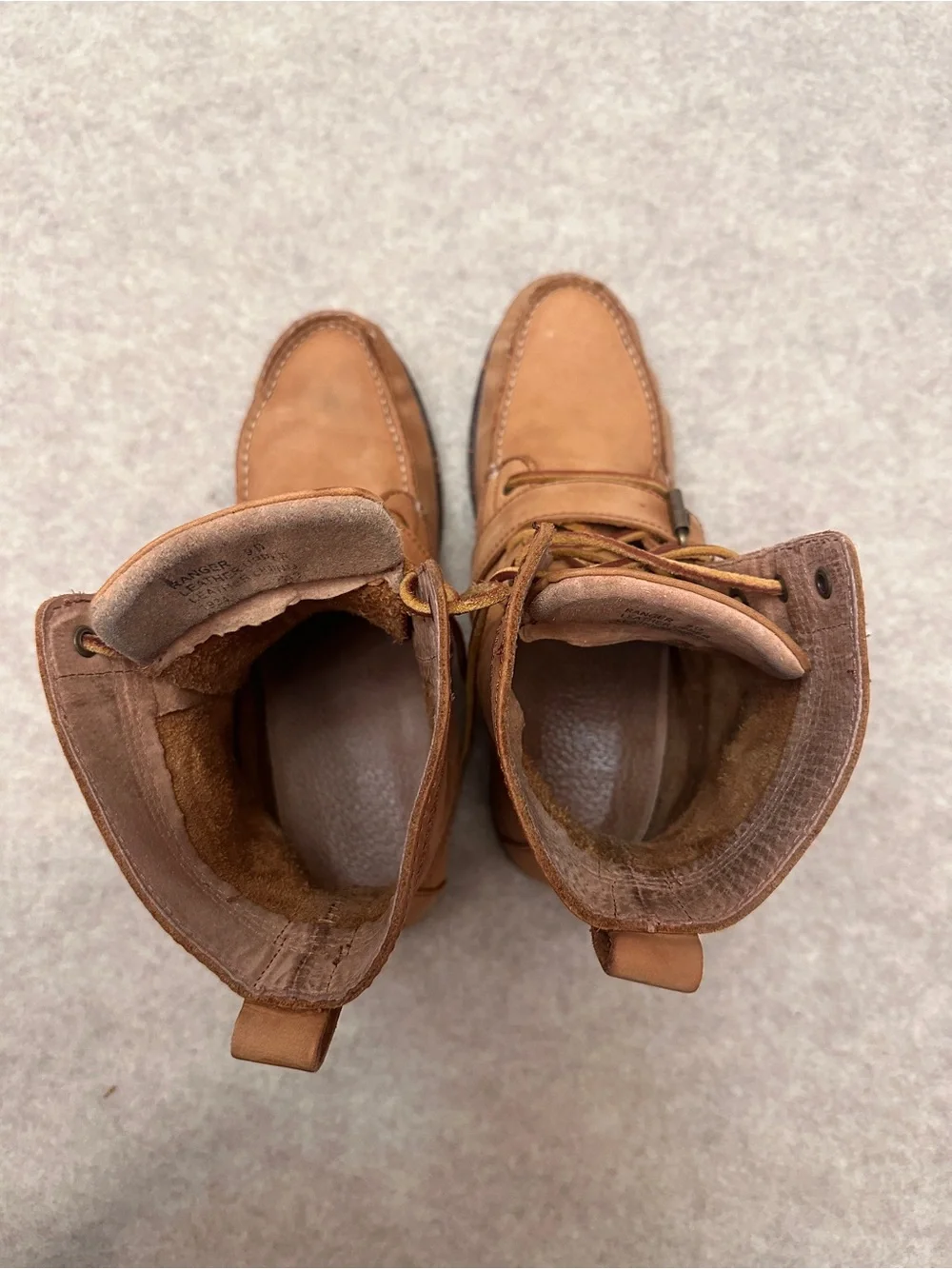 Polo Ralph Lauren Ranger Tan Leather Lace Up Chuncky Boots Men’s size 9D